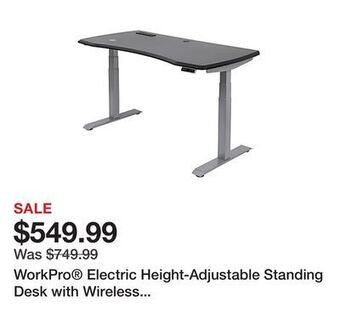 Office Depot Workpro® electric height-adjustable standing desk with wireless charging, 60"w, black offer