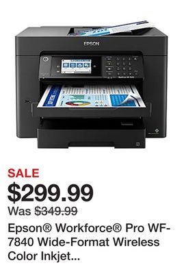 Office Depot Epson® workforce® pro wf-7840 wide-format wireless color inkjet all-in-one printer offer