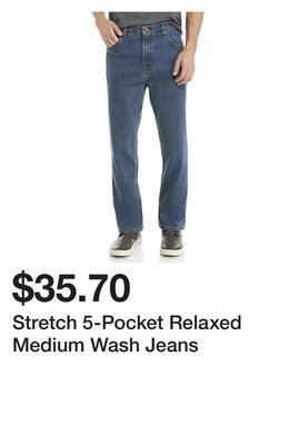 Belk Stretch 5-pocket relaxed medium wash jeans offer