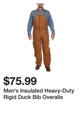 Tractor Supply Company Men's insulated heavy-duty rigid duck bib overalls offer