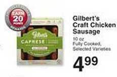 Price Chopper Gilbert's craft chicken sausage offer