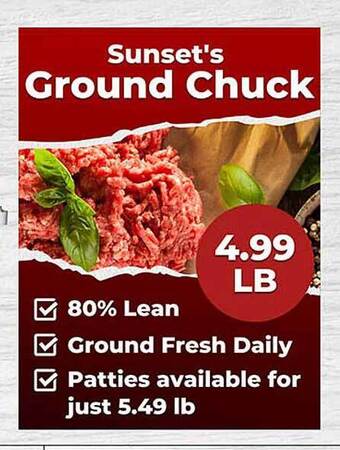 Sunset Foods Sunset's ground chuck offer