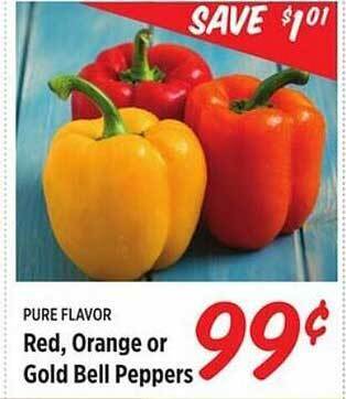 Rouses Red, orange or gold bell peppers offer