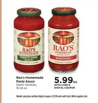 QFC Rao's homemade pasta sauce offer