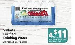 Vallarta Supermarkets Vallarta purified drinking water offer