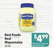 Vallarta Supermarkets Best foods real mayonnaise offer