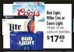 Brookshire Brothers Bud light, miller lite or coors light offer