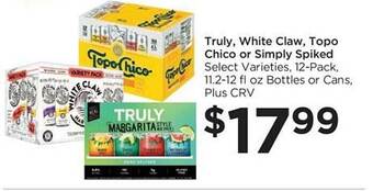Food 4 Less Truly, white claw, topo chico or simply spiked offer