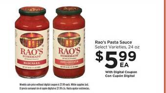 Food 4 Less Rao's pasta sauce offer