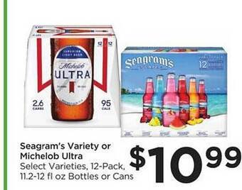 Food 4 Less Seagram's variety or michelob ultra offer