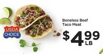 Food 4 Less Boneless beef taco meat offer