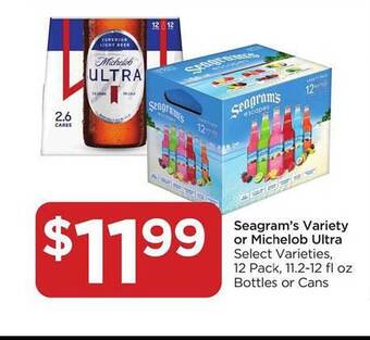Food 4 Less Seagram's variety or michelob ultra offer