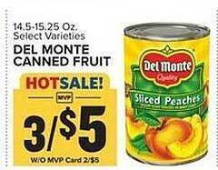 Food Lion Del monte canned fruit offer