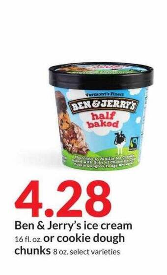 Hy-Vee Ben & jerry's ice cream or cookie dough chunks offer