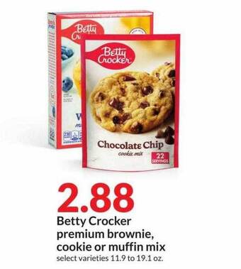 Hy-Vee Betty crocker premium brownie, cookie or muffin mix offer