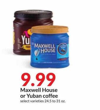 Hy-Vee Maxwell house or yuban coffee offer