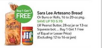 Publix Sara lee artesano bread offer