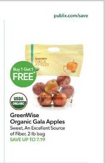 Publix Greenwise organic gala apples offer