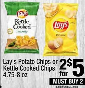 Super King Markets Lay's potato chips or kettle cooked chips offer