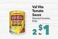 Vallarta Supermarkets Val vita tomato sauce offer
