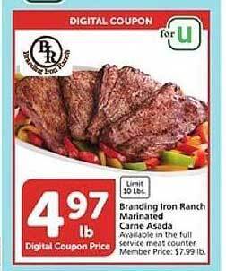 Vons Branding iron ranch marinated carne asada offer