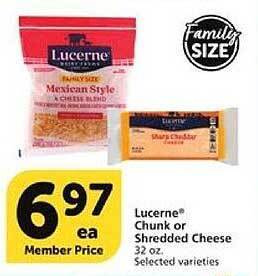 Vons Lucerne chunk or shredded cheese offer