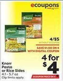 Weis Markets Knorr pasta or rice sides offer