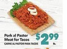 Vallarta Supermarkets Pork al pastor meat for tacos offer
