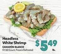 Vallarta Supermarkets Headless white shrimp offer
