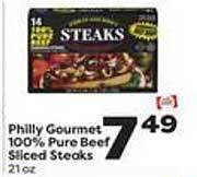 Weis Markets Philly gourmet 100% pure beef sliced steaks offer