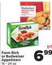 Weis Markets Farm rich or budweiser appetizers offer