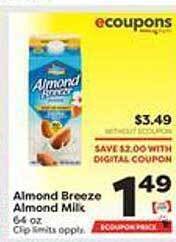 Weis Markets Almond breeze almond milk offer