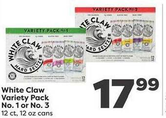 Weis Markets White claw variety pack no. 1 or no.3 offer