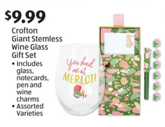 Aldi Crofton Giant Stemless Wine Glass Gift Set offer