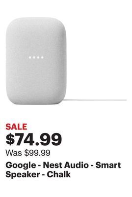 Best Buy Google - nest audio - smart speaker - chalk offer