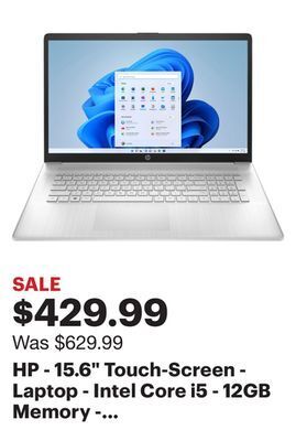Best Buy Hp - 15.6" touch-screen - laptop - intel core i5 - 12gb memory - 256gb ssd - natural silver offer