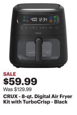 Best Buy Crux - 8-qt. digital air fryer kit with turbocrisp - black offer