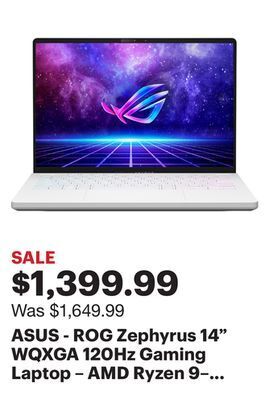Best Buy Asus - rog zephyrus 14" wqxga 120hz gaming laptop – amd ryzen 9– 16gb ddr5 memory – amd radeon rx 6700s – 1tb pcie 4.0 ssd offer