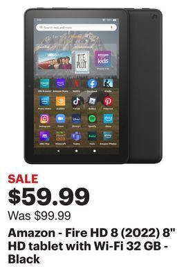 Best Buy Amazon - fire hd 8 (2022) 8" hd tablet with wi-fi 32 gb - black offer