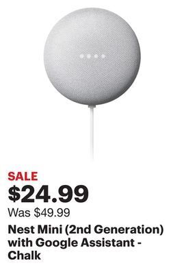Best Buy Nest mini (2nd generation) with google assistant - chalk offer