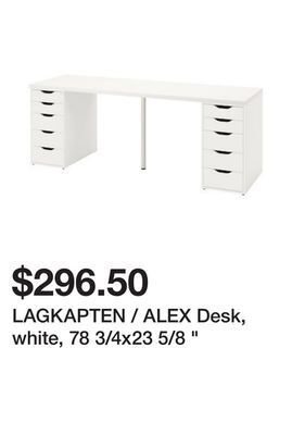 Ikea Lagkapten / alex desk, white, 78 3/4x23 5/8 " offer