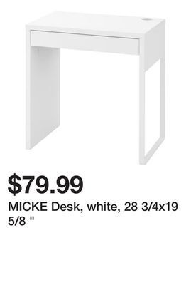 Ikea Micke desk, white, 28 3/4x19 5/8 " offer