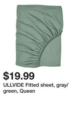 Ikea Ullvide fitted sheet, gray/green, queen offer