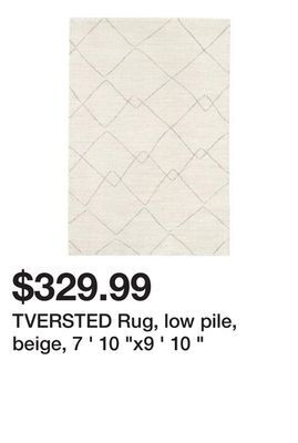 Ikea Tversted rug, low pile, beige, 7 ' 10 "x9 ' 10 " offer