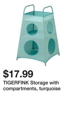 Ikea Tigerfink storage with compartments, turquoise offer