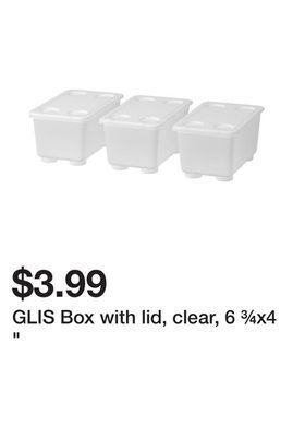 Ikea Glis box with lid, clear, 6 ¾x4 " offer