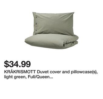Ikea Kråkrismott duvet cover and pillowcase(s), light green, full/queen (double/queen) offer