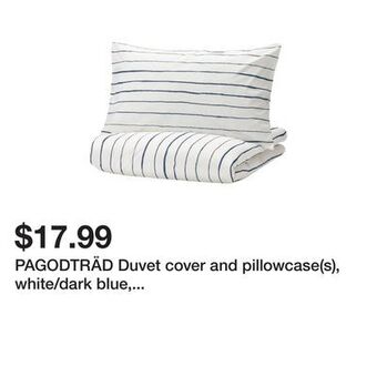 Ikea Pagodträd duvet cover and pillowcase(s), white/dark blue, full/queen (double/queen) offer