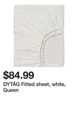 Ikea Dytåg fitted sheet, white, queen offer