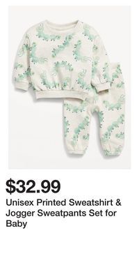 Old Navy Unisex printed sweatshirt & jogger sweatpants set for baby offer